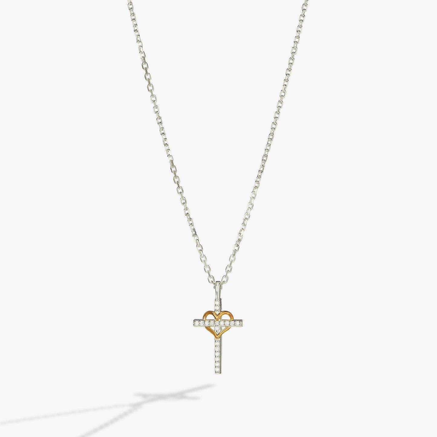 Cross And Heart Necklace, Sterling Silver ALEX AND ANI
