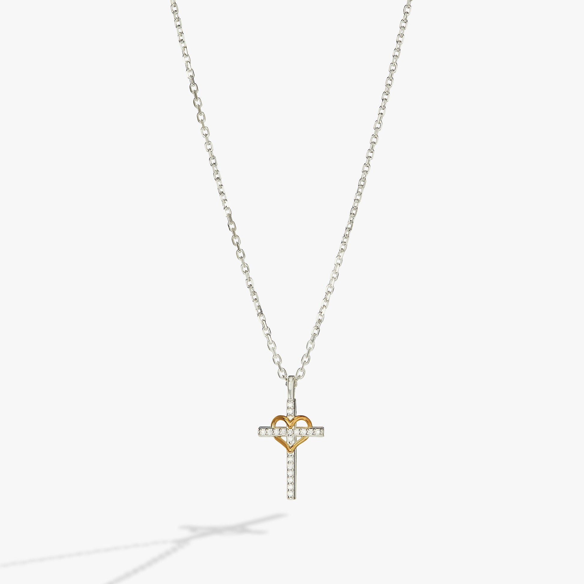 Cross And Heart Necklace, Sterling Silver ALEX AND ANI