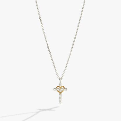 Cross And Heart Necklace, Sterling Silver ALEX AND ANI