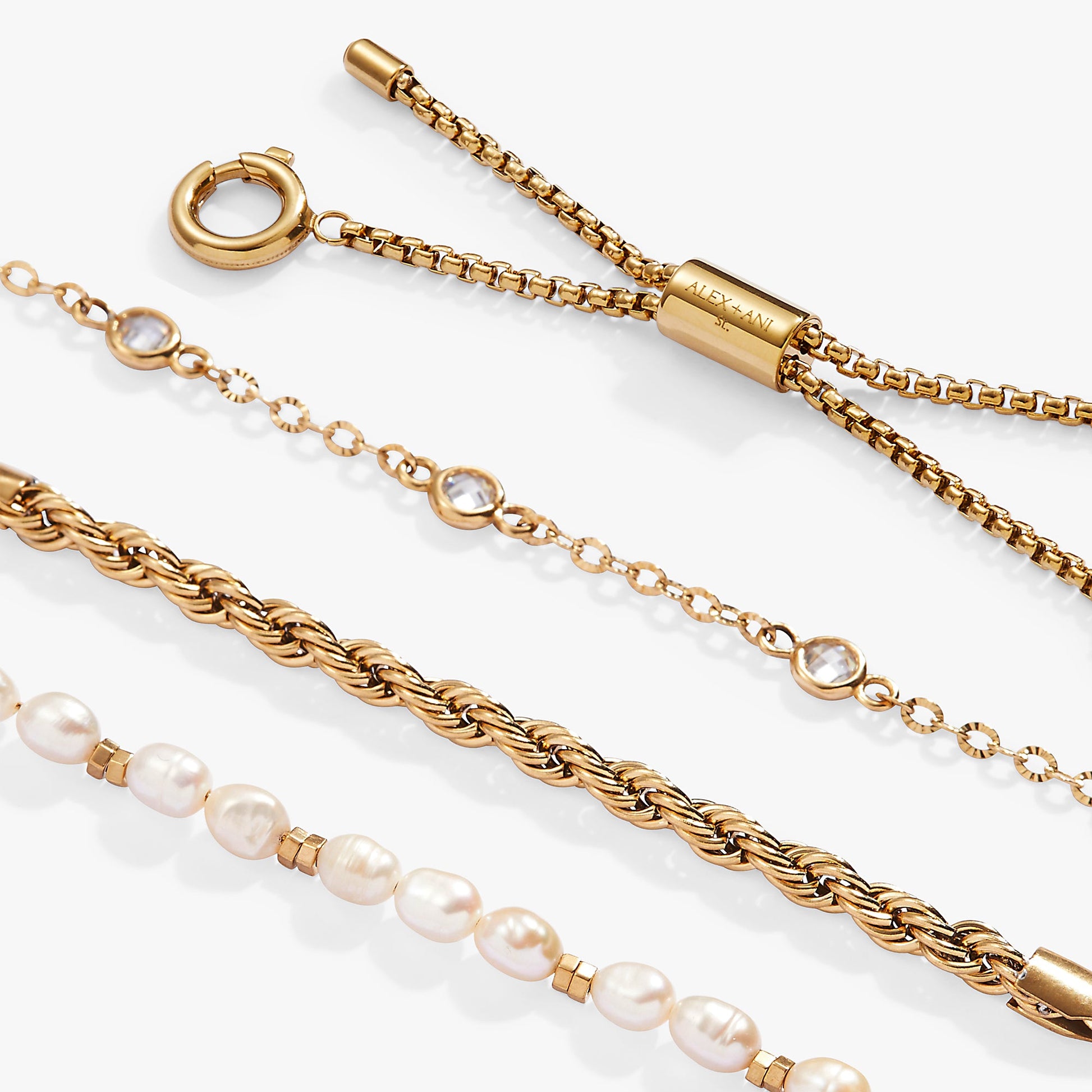Crystal + Pearl Stranded™ Bracelet Set ALEX AND ANI
