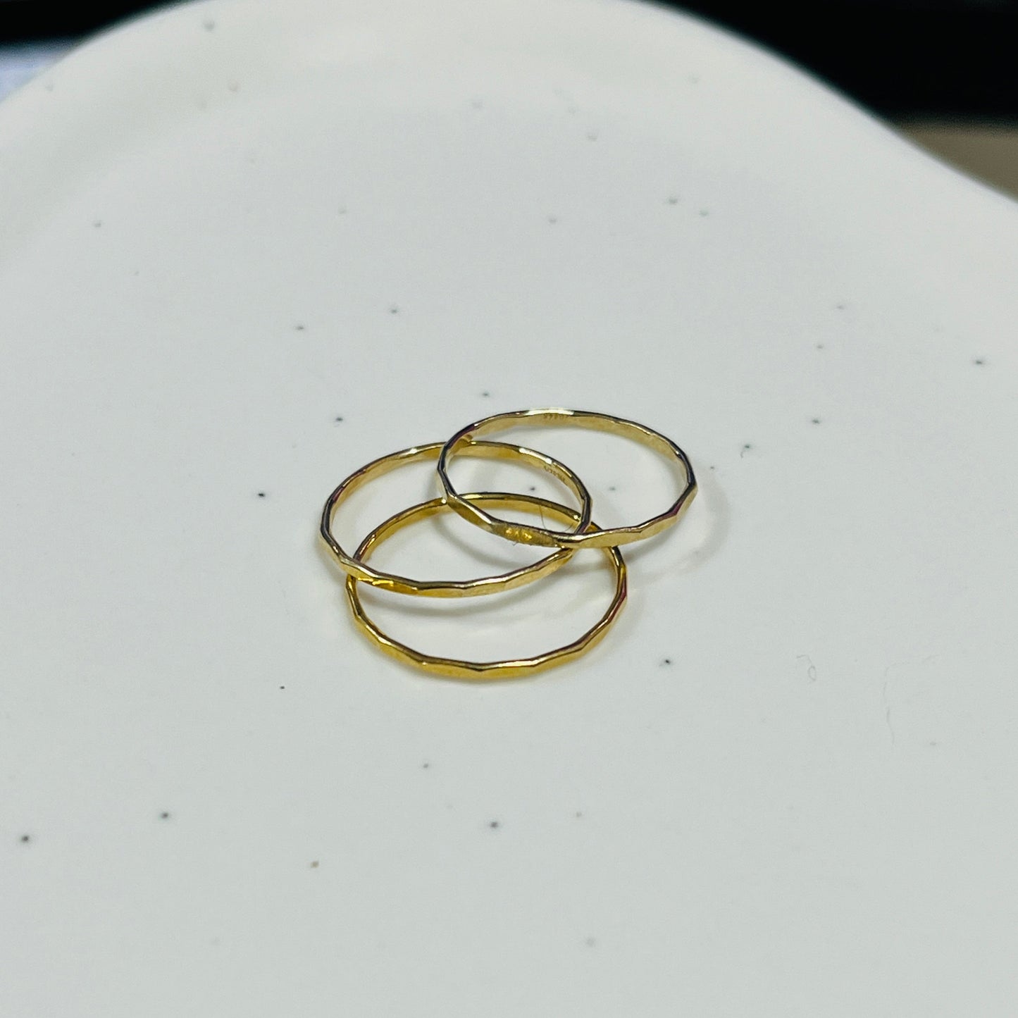 14k gold filled or sterling silver HAMMERED STACKING RING SET