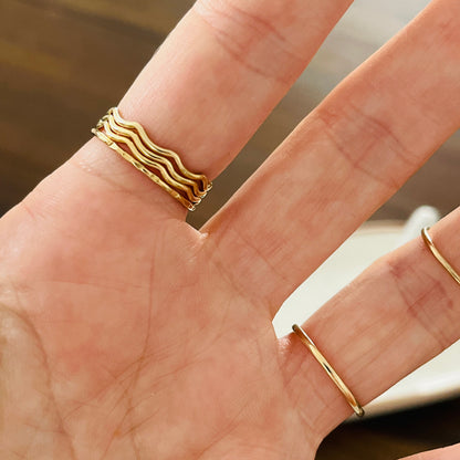 14k gold filled or sterling silver WAVE STACKING RING