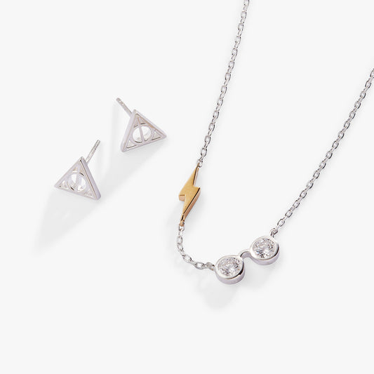 Harry Potter™ Glasses and Deathly Hallows Necklace and Earring Set, Sterling Silver ALEX AND ANI