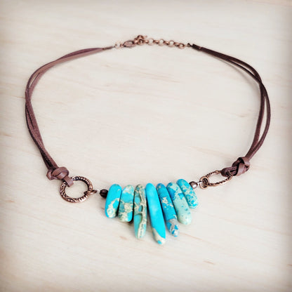 Regalite Slab Necklace with Leather Closure 252j