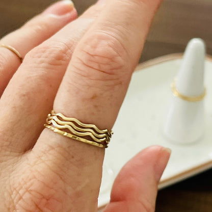 14k gold filled or sterling silver WAVE STACKING RING