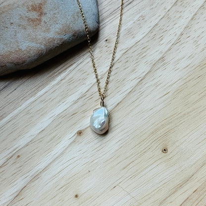 14k gold filled DAINTY WHITE KEISHI FRESHWATER PEARL NECKLACE