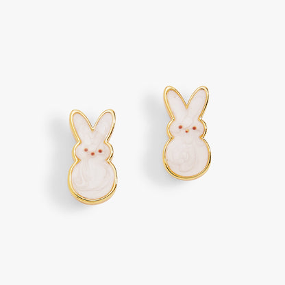 PEEPS® White Pearlized Bunny Studs ALEX AND ANI