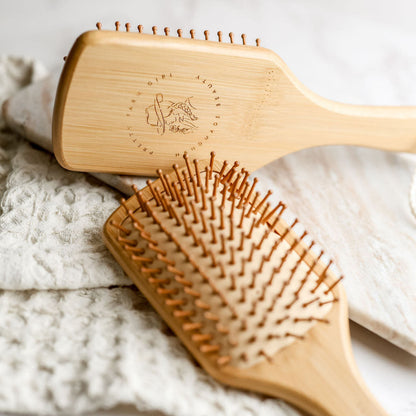 Bamboo Paddle Hair Brush Pretty farm girl