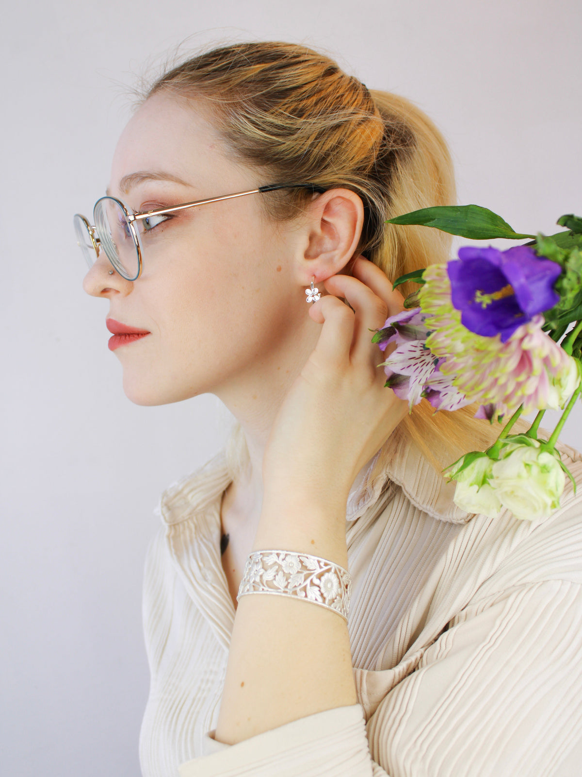 Bitty Flower Hoops