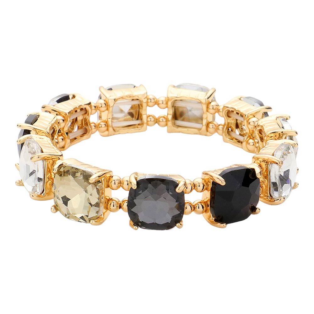 Women's Cushion Square Stone Stretch Evening Bracelet