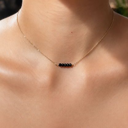 Black Onyx Choker Necklace with Swarovski Clasp