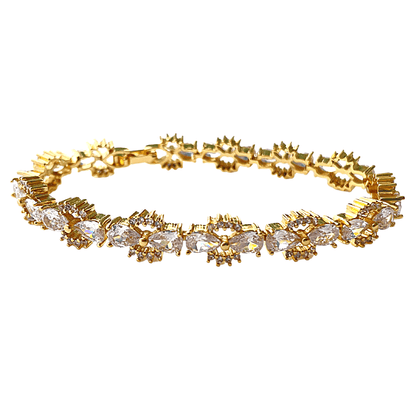 Bow Tie Cubic Zirconia Tennis Bracelets  with Pear Cut White Diamond Cubic Zirconia