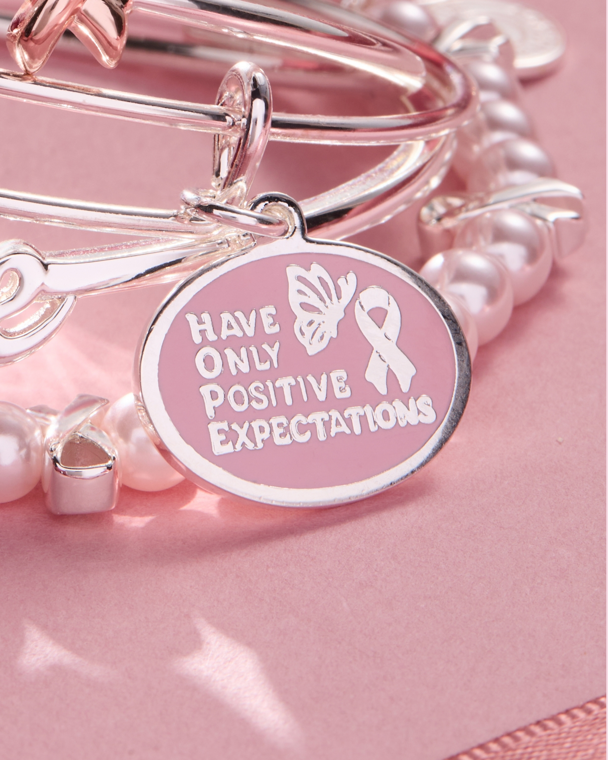 'HOPE' Breast Cancer Awareness Charm Bangle Set of 2 ALEX AND ANI