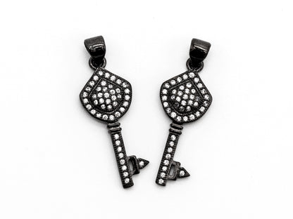 CZ Micro Pave Key Shape Pendant, Cubic Zirconia Key Shape Pendant for Necklace Bracelet Earrings Making,10x24mm,sku#Y39