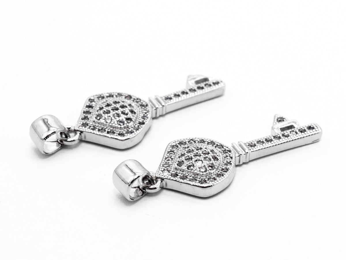 CZ Micro Pave Key Shape Pendant, Cubic Zirconia Key Shape Pendant for Necklace Bracelet Earrings Making,10x24mm,sku#Y39