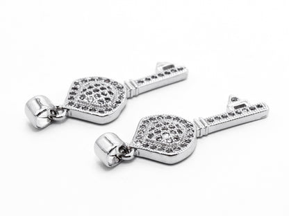 CZ Micro Pave Key Shape Pendant, Cubic Zirconia Key Shape Pendant for Necklace Bracelet Earrings Making,10x24mm,sku#Y39
