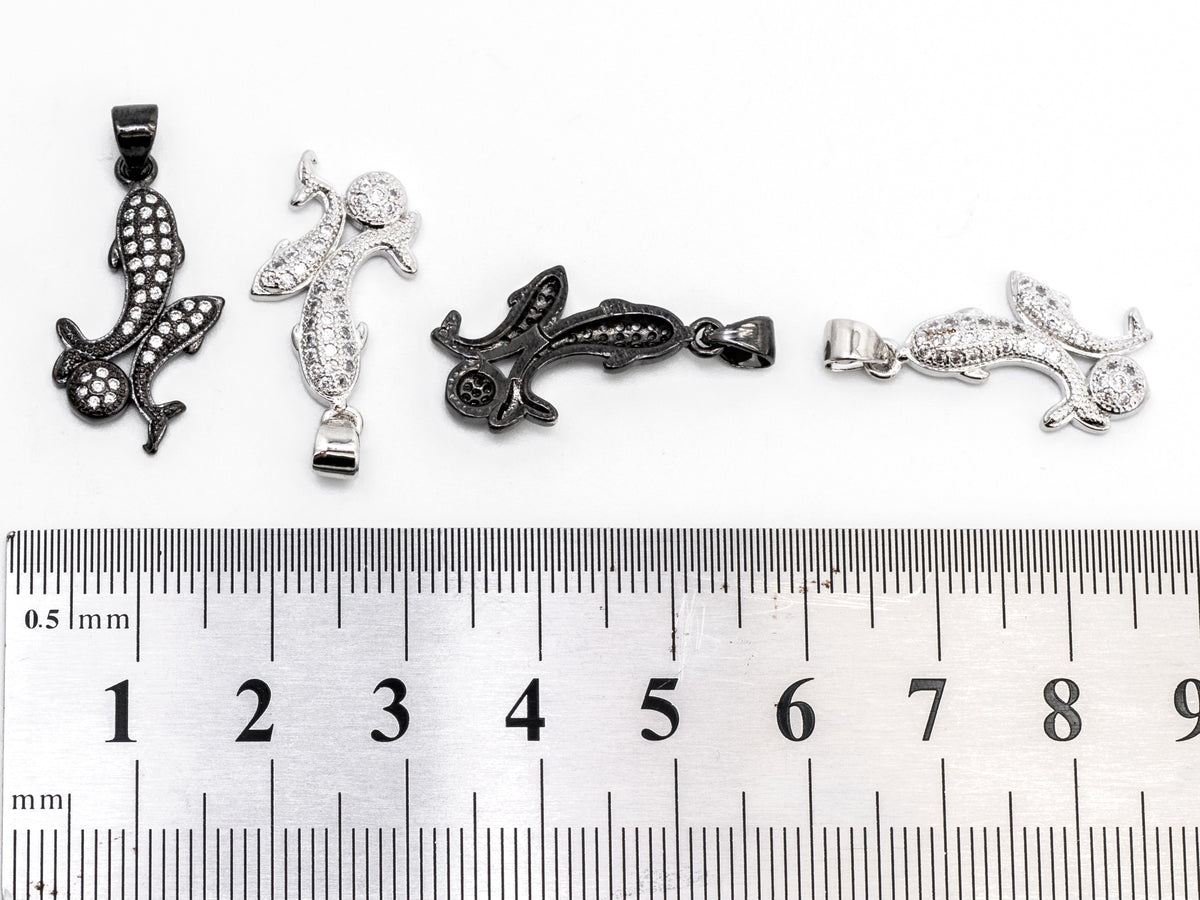 CZ Micro Pave Two Dolphin on a ball Pendant, Cubic Zirconia Pendant for Necklace Bracelet Earrings Making, CZ Pave Charm 13x23mm,sku#Y50