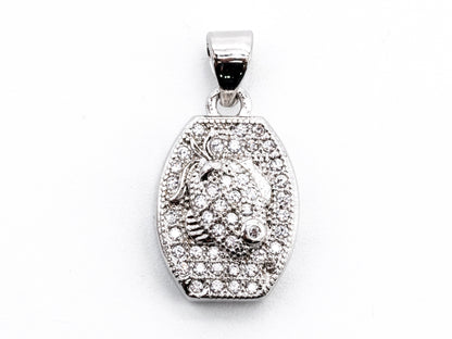 CZ Micro Pave Goldfish on Barrel Shaped Pendant, Cubic Zirconia Barrel shape Pendant for Necklace Bracelet Earrings Making, 11x17mm,sku#Y49