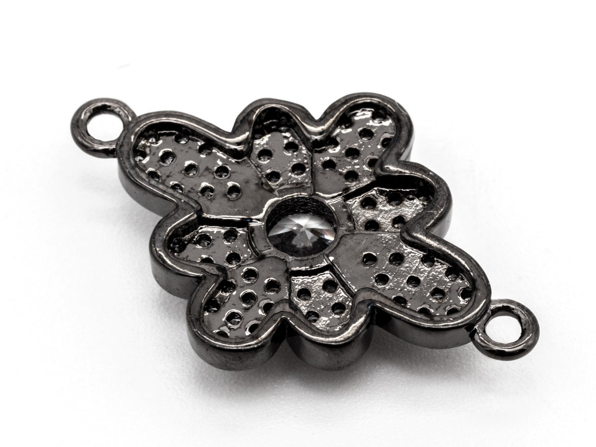 CZ Micro Pave Rhombus Flower Connector/Link, Cubic Zirconia Pave Bracelet Necklace Connector,16x25mm,sku#Y37