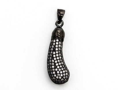 CZ Micro Pave Brinjaul Eggplant Pendant, Cubic Zirconia Teardrop Pendant for Necklace Bracelet Earrings Making, 9x27mm,sku#Y45