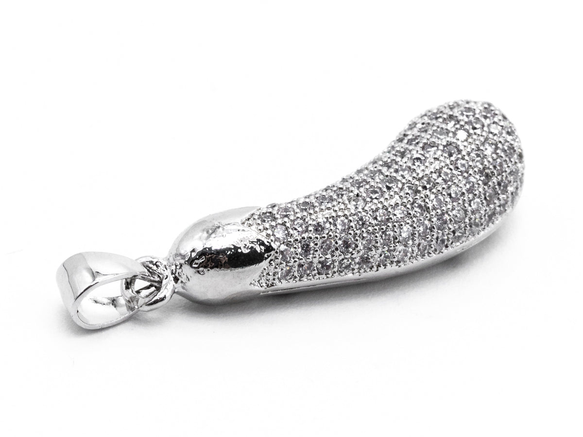 CZ Micro Pave Brinjaul Eggplant Pendant, Cubic Zirconia Teardrop Pendant for Necklace Bracelet Earrings Making, 9x27mm,sku#Y45