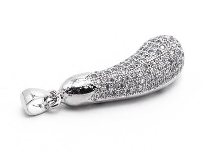 CZ Micro Pave Brinjaul Eggplant Pendant, Cubic Zirconia Teardrop Pendant for Necklace Bracelet Earrings Making, 9x27mm,sku#Y45