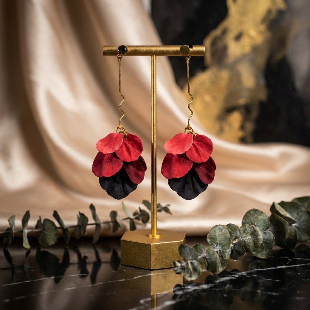 Delilah - Multi-Color Long Petal Drop Earrings