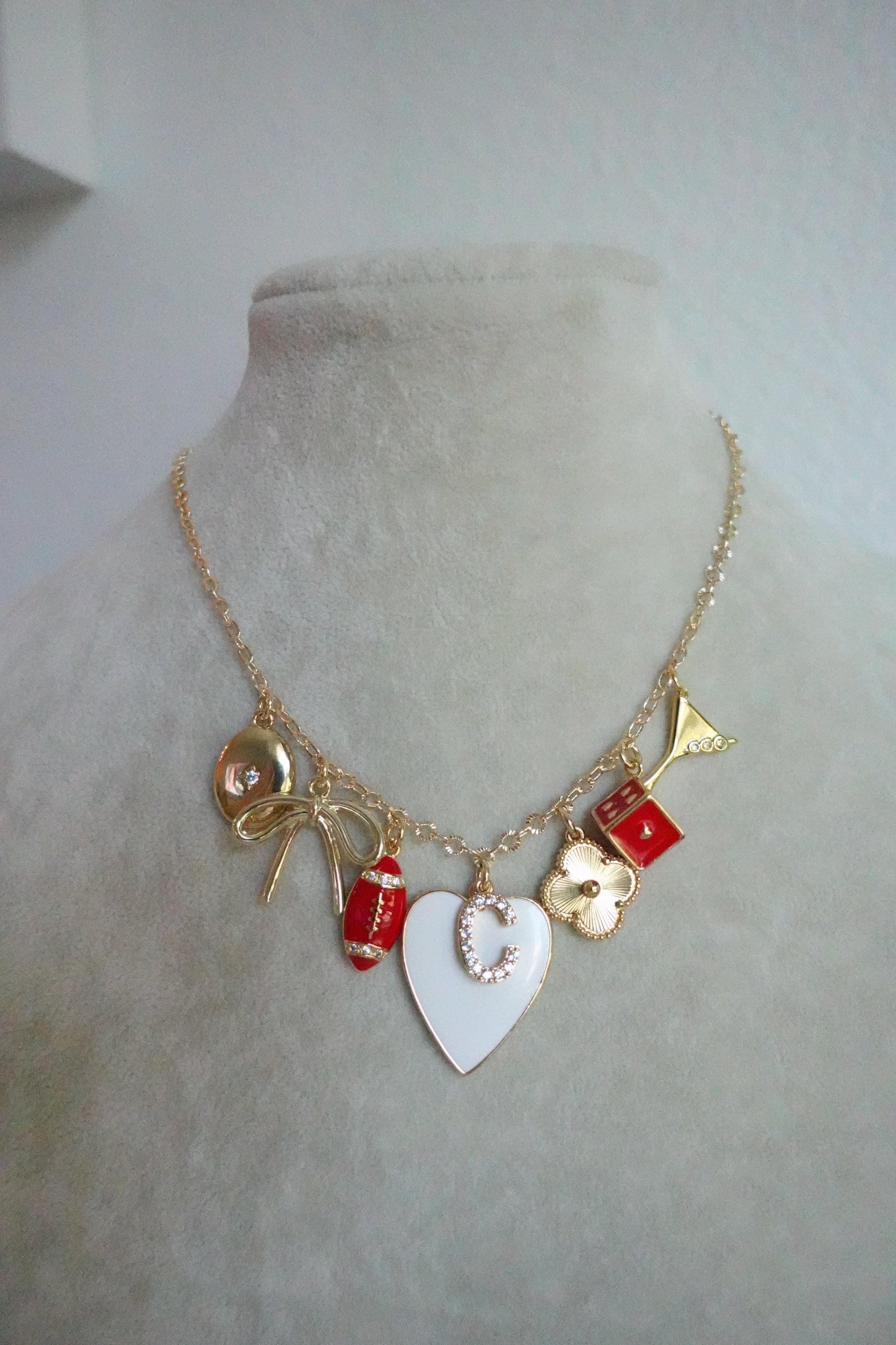 Heart football charm necklace Lucky Goldie