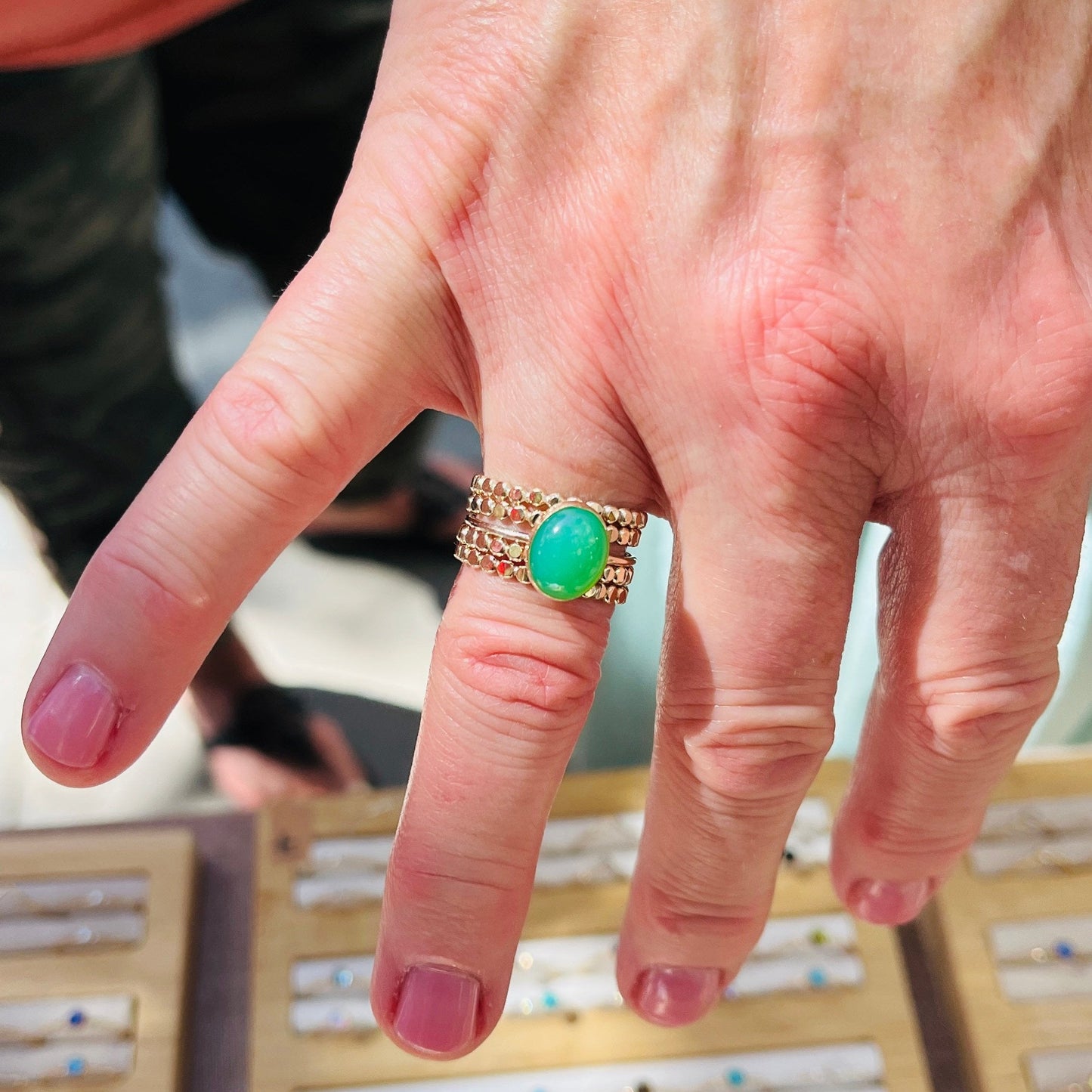 CHRYSOPRASE OVAL RING