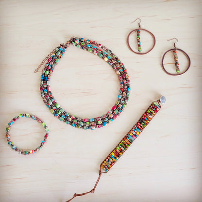 Western Copper Hoop Earrings w/ Multi Regalite 100i