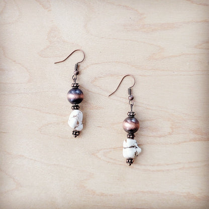 **Western White Turquoise w/ Copper Bead Drop Earring 200x