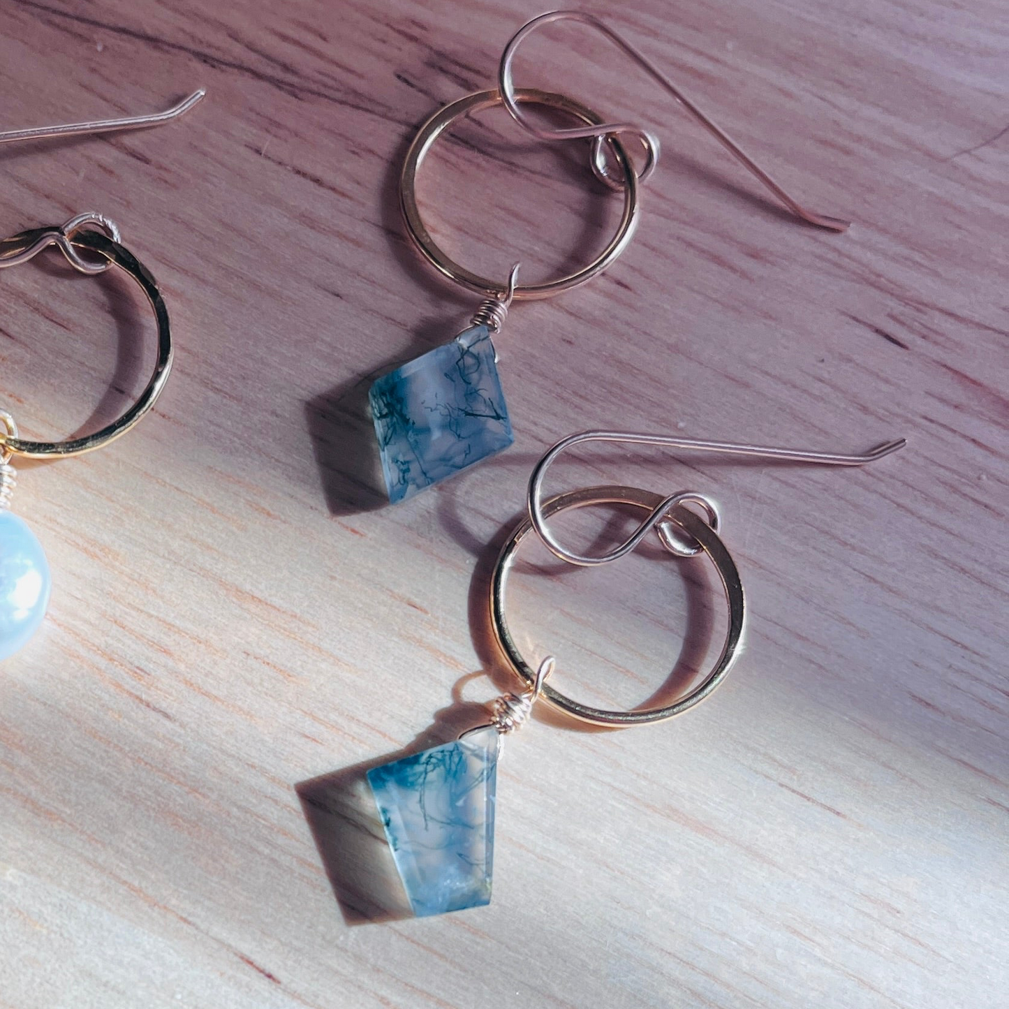 14k gold filled or sterling silver MOSS AGATE EARRINGS