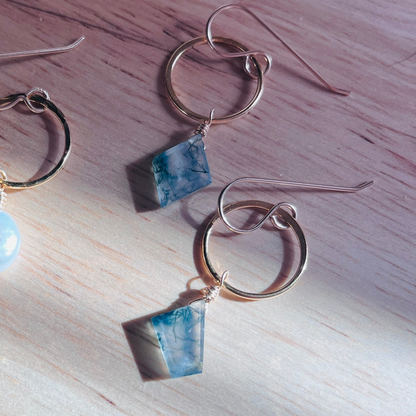 14k gold filled or sterling silver MOSS AGATE EARRINGS