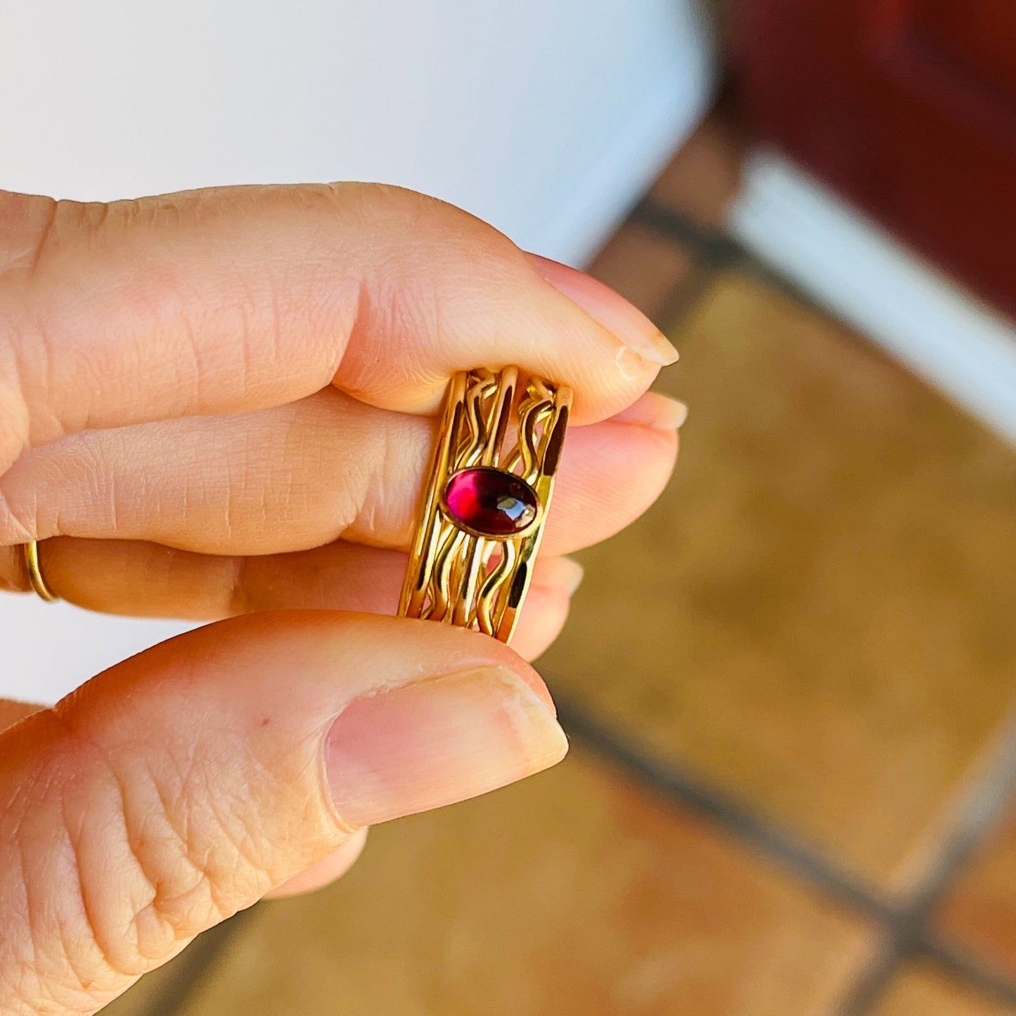 14k gold-fill or sterling silver RHODOLITE GARNET RING SET