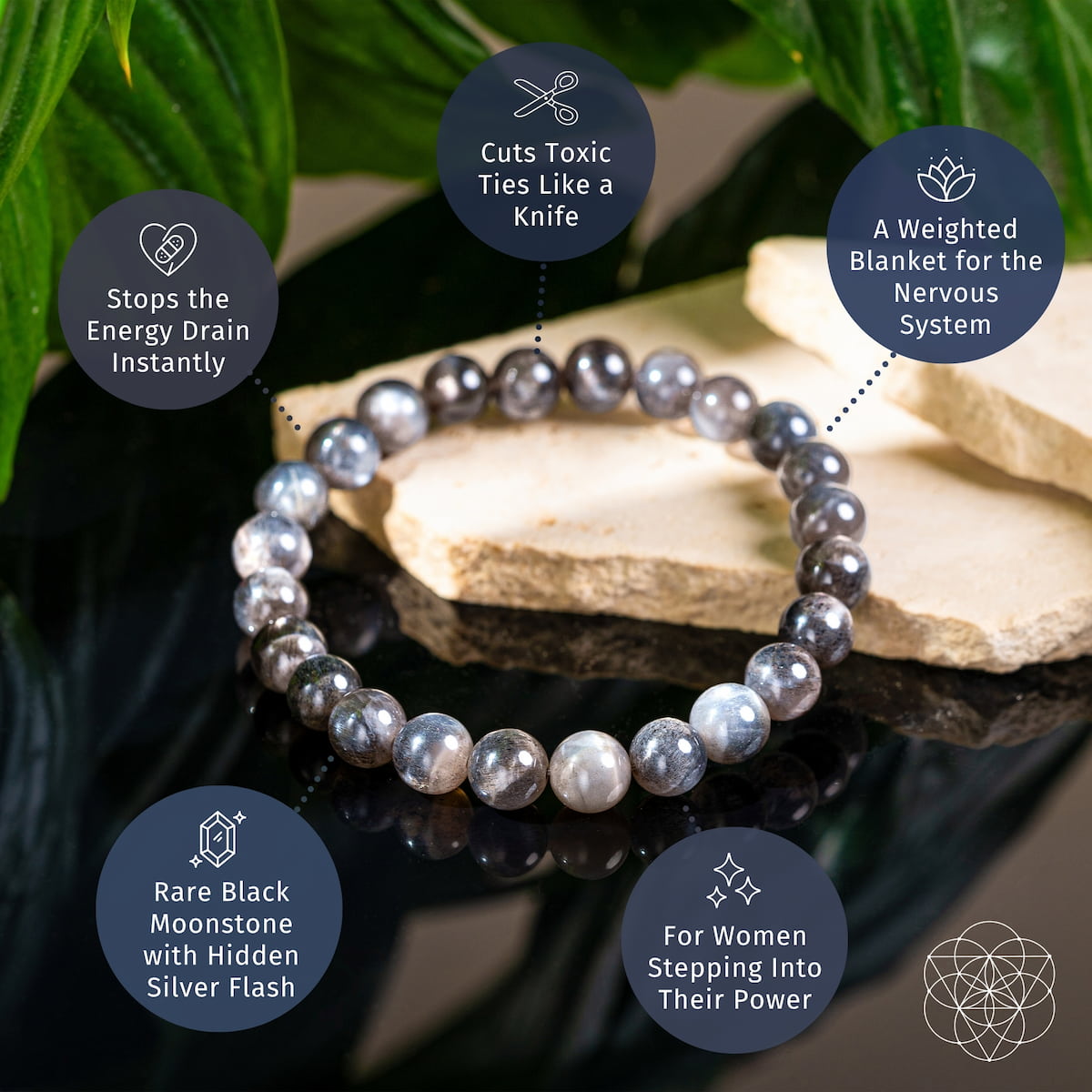 The Empath’s Cord Cutter – Black Moonstone Bracelet Conscious Items