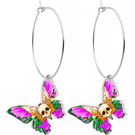 Butterfly Skull Hoop Earrings by Onyx O BodyCandy