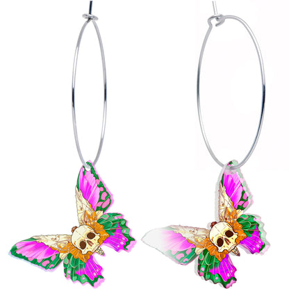 Butterfly Skull Hoop Earrings by Onyx O BodyCandy