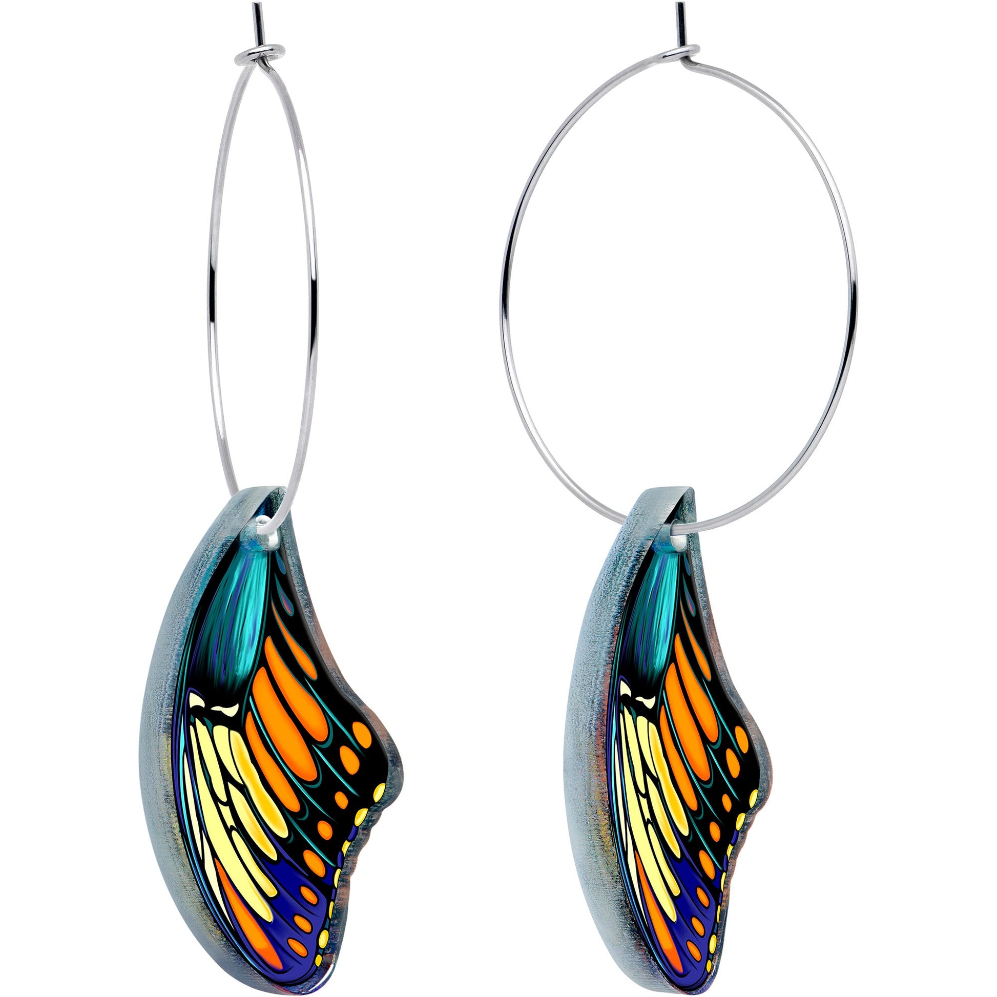 Butterfly Wing Hoop Earrings by Onyx O BodyCandy