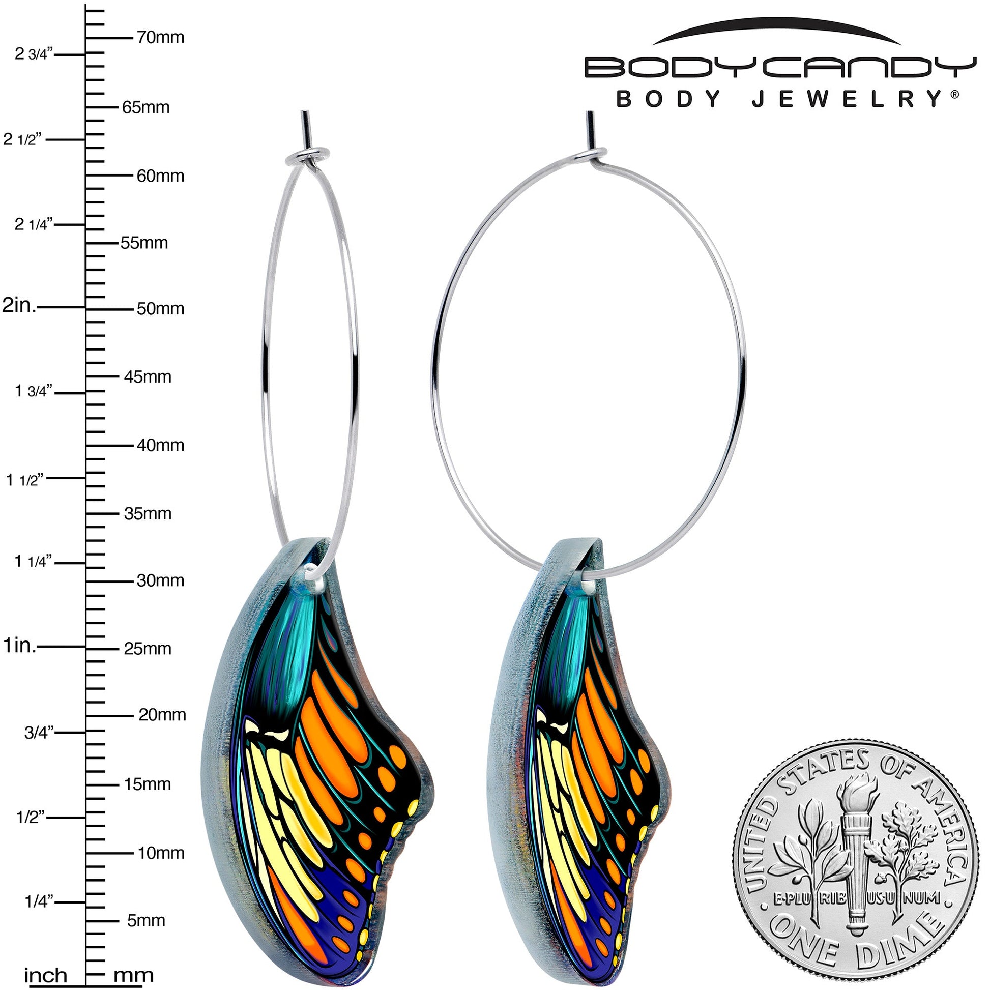 Butterfly Wing Hoop Earrings by Onyx O BodyCandy