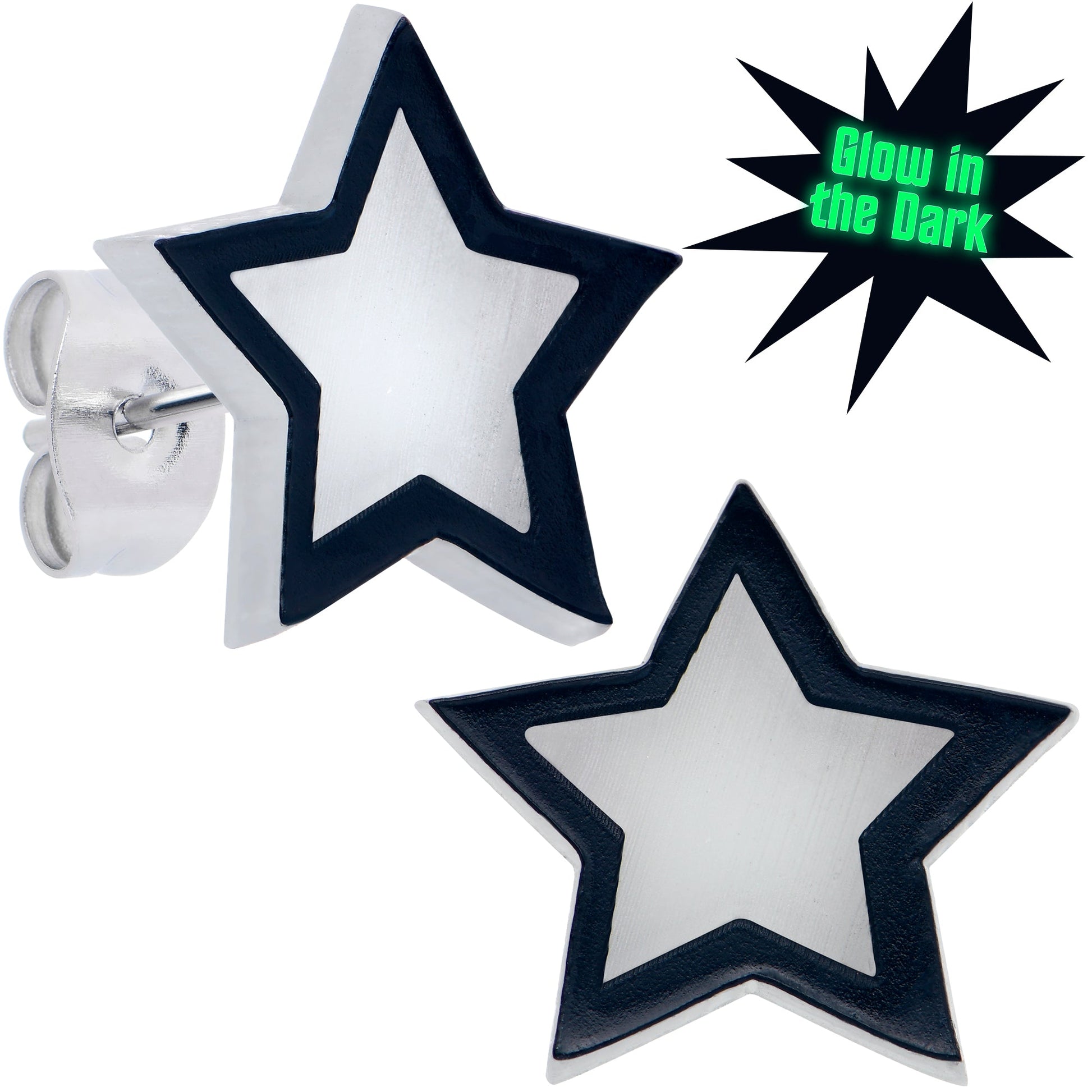 Shining Stars Glow in the Dark Stud Earrings by Onyx O BodyCandy