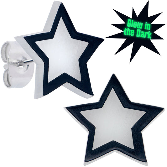 Shining Stars Glow in the Dark Stud Earrings by Onyx O BodyCandy