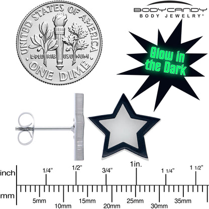 Shining Stars Glow in the Dark Stud Earrings by Onyx O BodyCandy