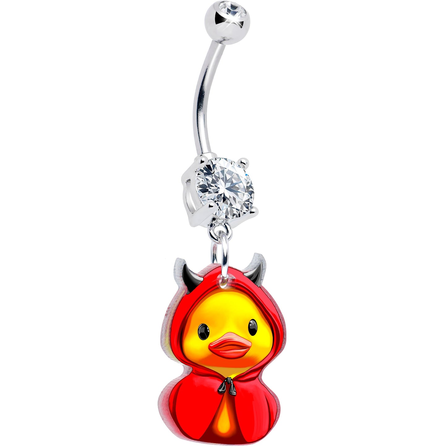 Clear Gem Hot Litle Devil Duck Dangle Belly Ring by Onyx O BodyCandy