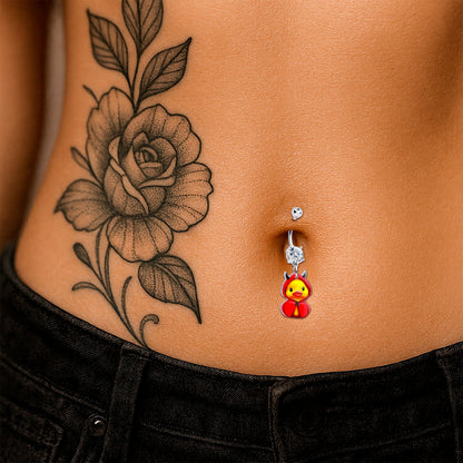 Clear Gem Hot Litle Devil Duck Dangle Belly Ring by Onyx O BodyCandy
