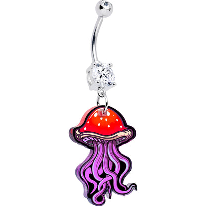 Double Gem Mushroom Jellyfish Dangle Belly Ring by Onyx O BodyCandy