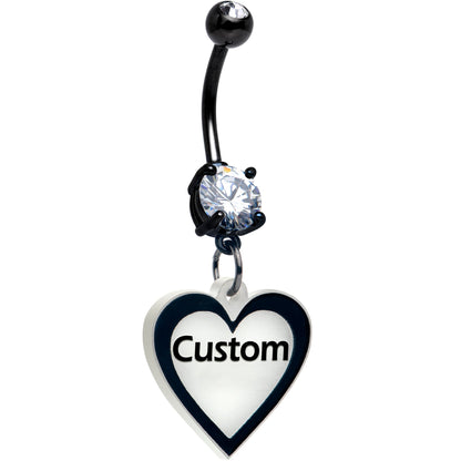 Custom Glow in the Dark Heart Dangle Personalized Belly Ring BodyCandy