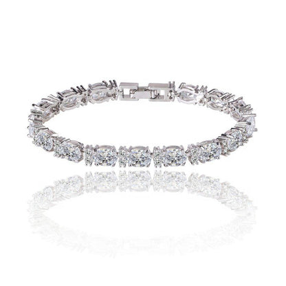 Cubic Zirconia Tennis Bracelet with Oval and Round Cut AAA+ Cubic Zirconia