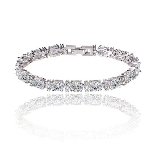 Cubic Zirconia Tennis Bracelet with Oval and Round Cut AAA+ Cubic Zirconia