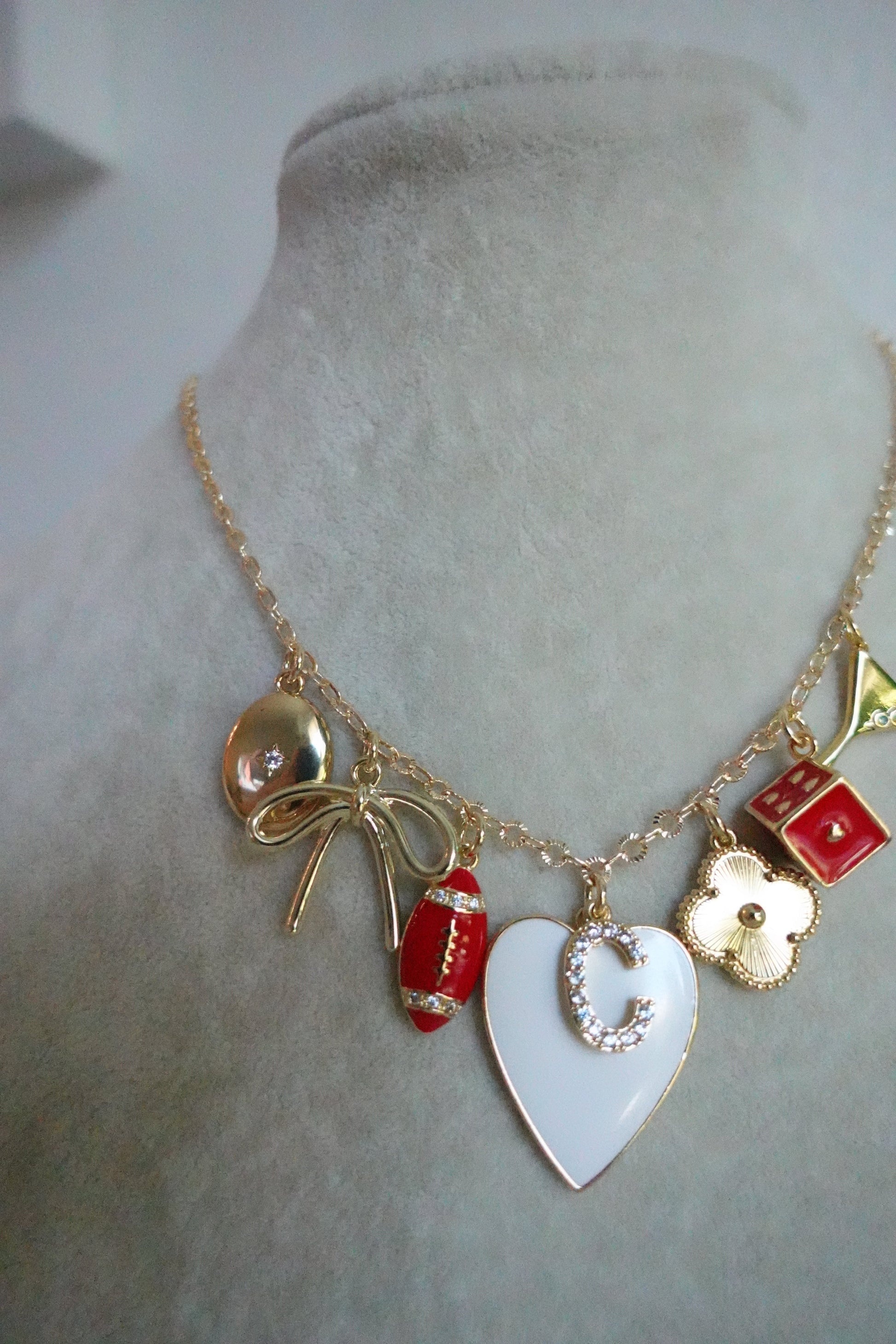 Heart football charm necklace Lucky Goldie