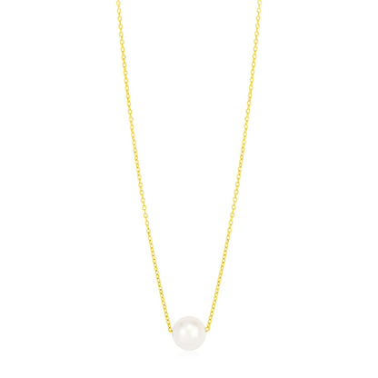 14k Yellow Gold 7mm Pearl Solitaire Necklace
